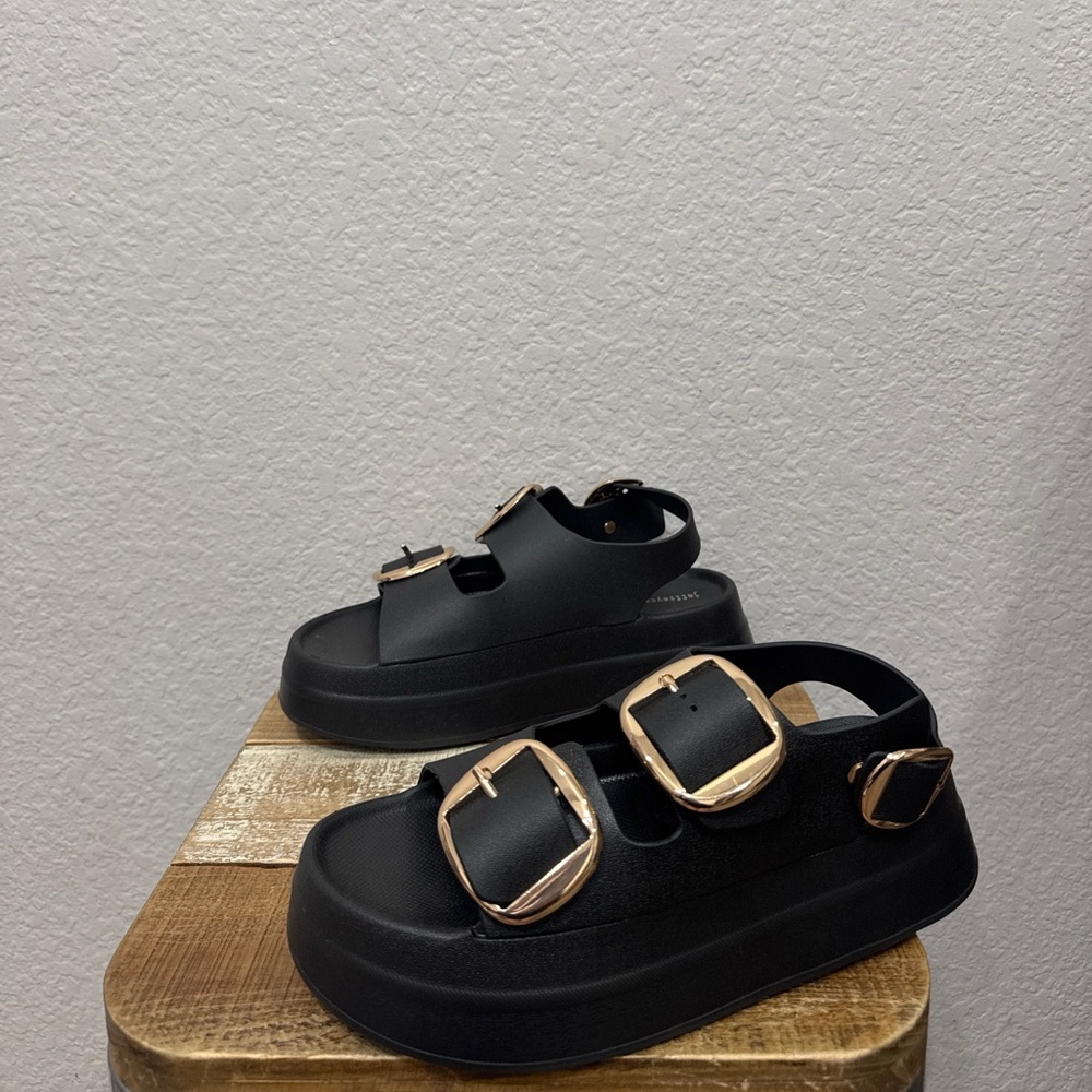 Jeffrey Campbell Blithe Black Platform Sandals Size 7 NEW - Picture 4 of 7